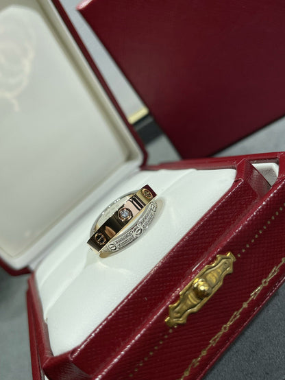 [Kismet Jewels ]LOVE PINK GOLD SILVER DIAMOND DOUBLE RING