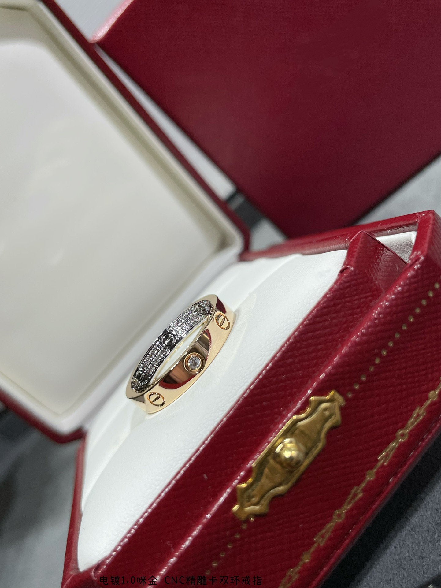 [Kismet Jewels ]LOVE PINK GOLD SILVER DIAMOND DOUBLE RING
