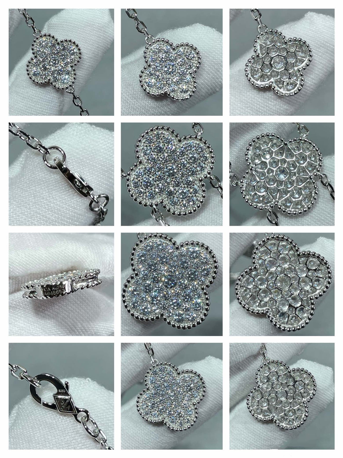 [Kismet Jewels ]CLOVER 6 MOTIF DIAMOND PAVED NECKLACE