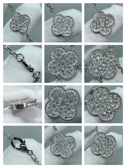 [Kismet Jewels ]CLOVER 6 MOTIF DIAMOND PAVED NECKLACE