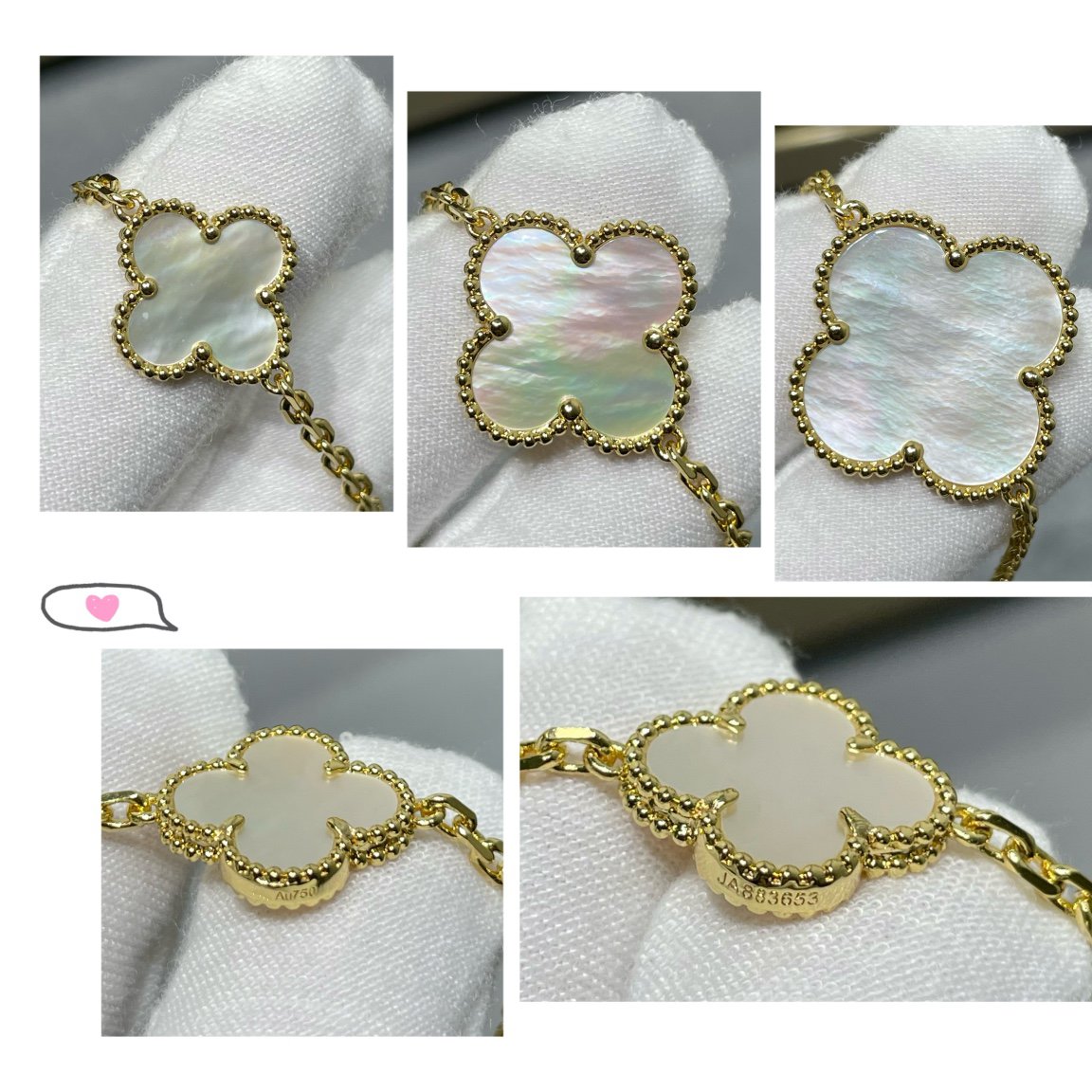 [Kismet Jewels ]CLOVER 16 MOTIF WHITE MOP GOLD NECKLACE