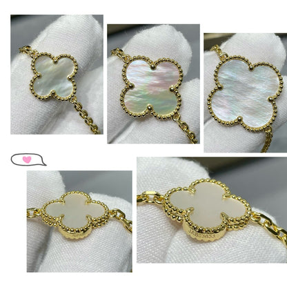 [Kismet Jewels ]CLOVER 16 MOTIF WHITE MOP GOLD NECKLACE