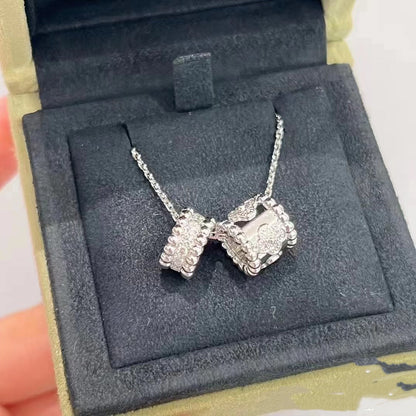 [Kismet Jewels ]PERLEE DOUBLE PENDANT SILVER DIAMOND NECKLACE