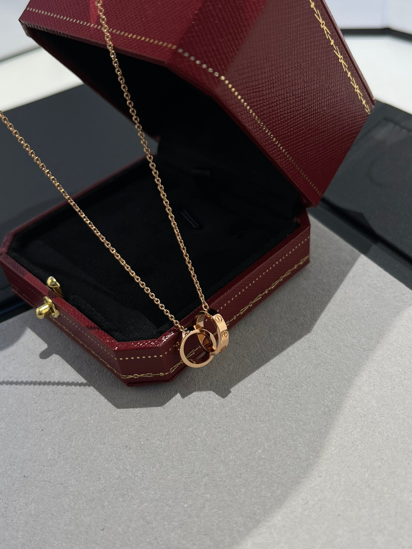 [Kismet Jewels ]LOVE NECKLACE DOUBLE RING PINK GOLD