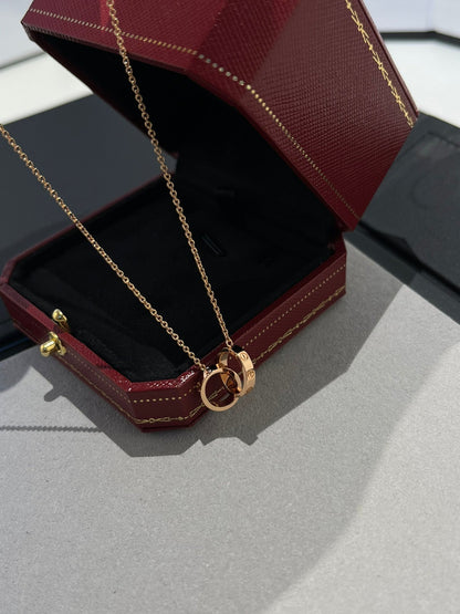 [Kismet Jewels ]LOVE NECKLACE DOUBLE RING PINK GOLD