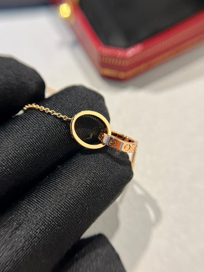 [Kismet Jewels ]LOVE NECKLACE DOUBLE RING PINK GOLD