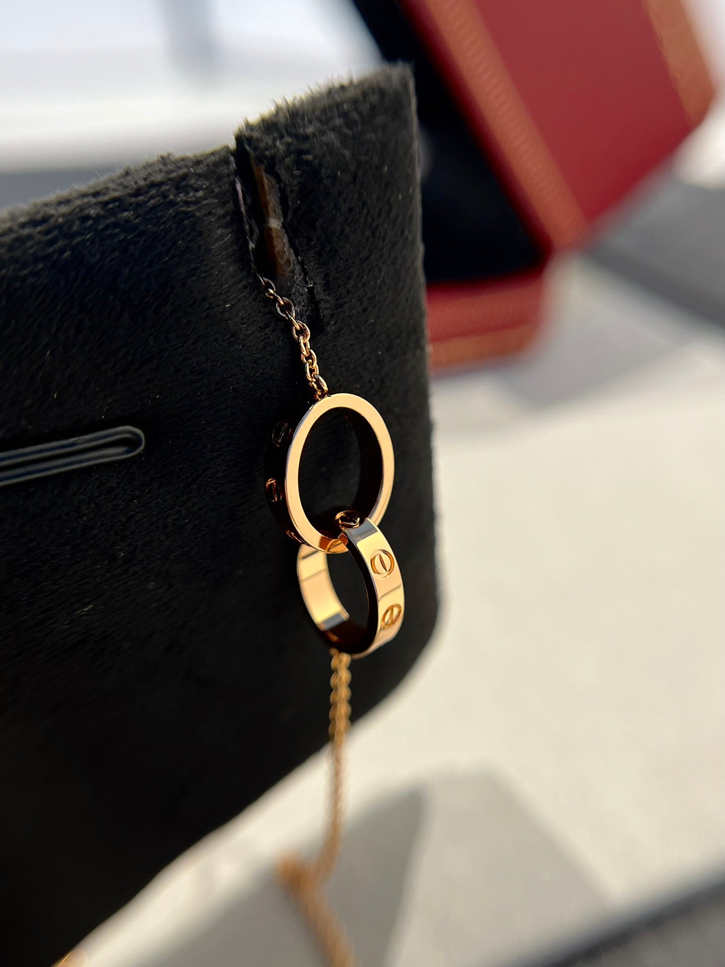 [Kismet Jewels ]LOVE NECKLACE DOUBLE RING PINK GOLD