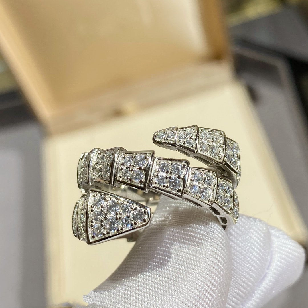 [Kismet Jewels ]SERPENTI DOUBLE RING SILVER DIAMOND PAVED