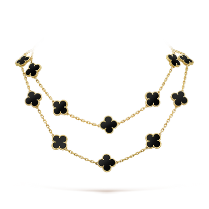 [Kismet Jewels ]CLOVER 20 MOTIFS ONYX NECKLACE