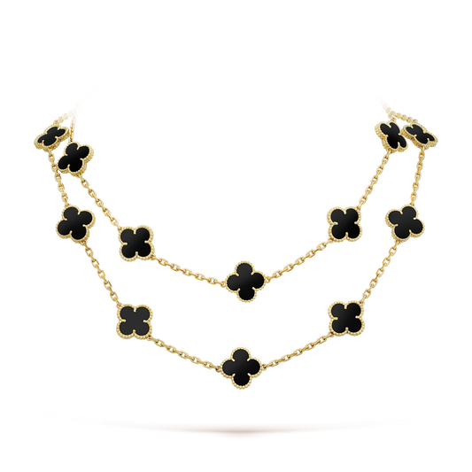[Kismet Jewels ]CLOVER 20 MOTIFS ONYX NECKLACE