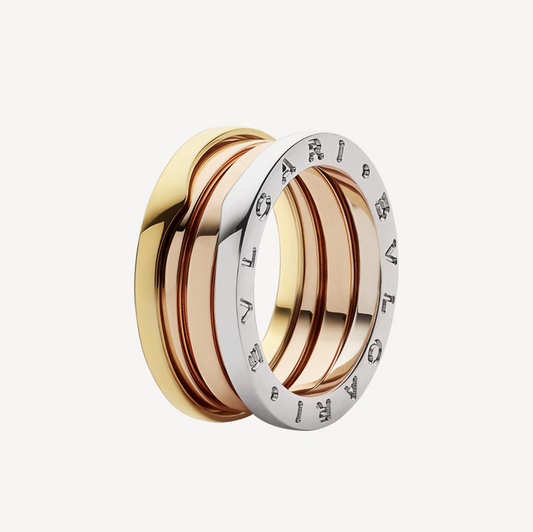 [Kismet Jewels ]ZERO 1 THREE-BAND ROSE WHITE AND YELLOW RING