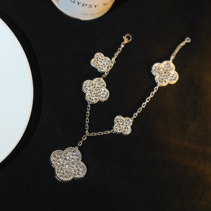 [Kismet Jewels ]CLOVER BRACELET 5 MOTIF SILVER DIAMOND PAVED