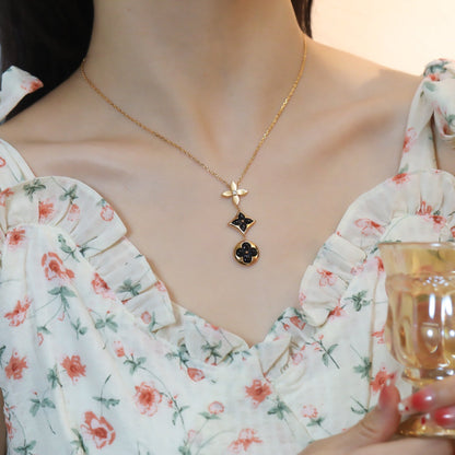[Kismet Jewels ]STAR AND SUN ONYX PINK GOLD NECKLACE