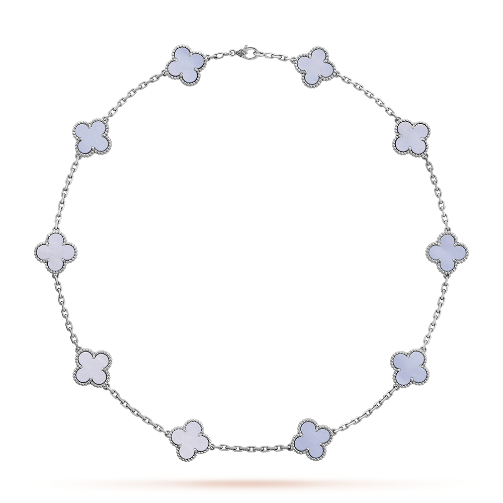 [Kismet Jewels ]CLOVER 10 MOTIFS BLUE CHALCEDONY NECKLACE