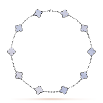[Kismet Jewels ]CLOVER 10 MOTIFS BLUE CHALCEDONY NECKLACE