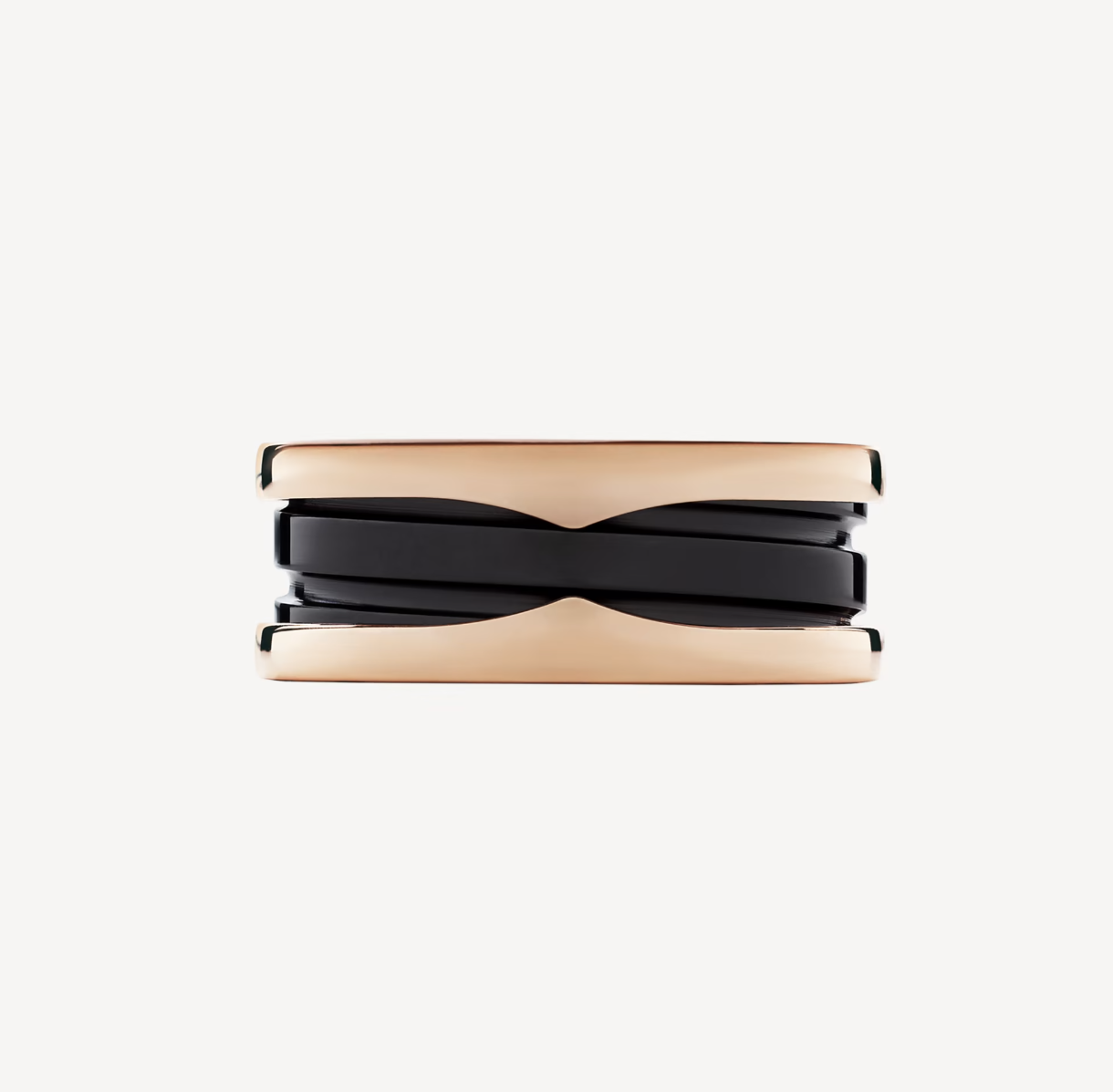 [Kismet Jewels ]ZERO 1 TWO-BAND LOOPS AND BLACK CERAMIC PINK GOLD RING
