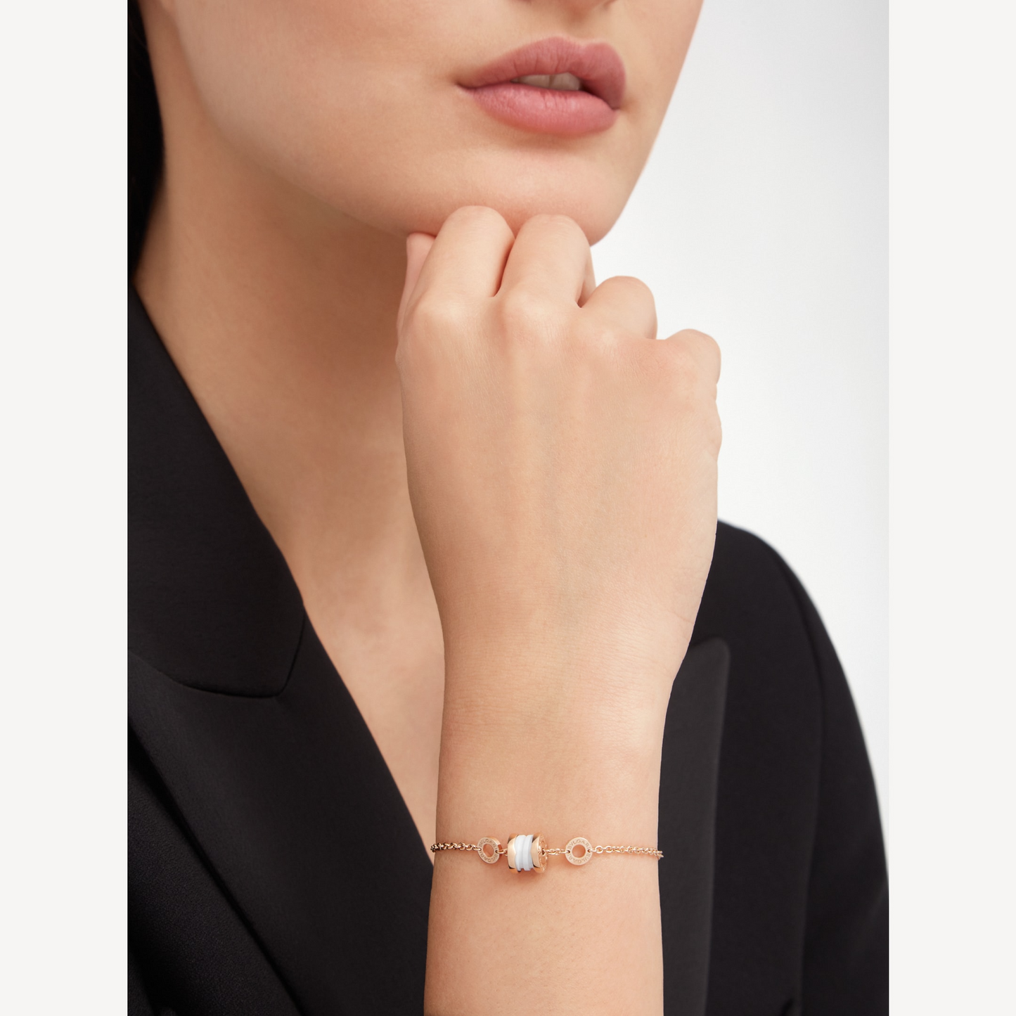 [Kismet Jewels ]ZERO 1 SOFT PINK GOLD AND WHITE CERAMIC BRACELET