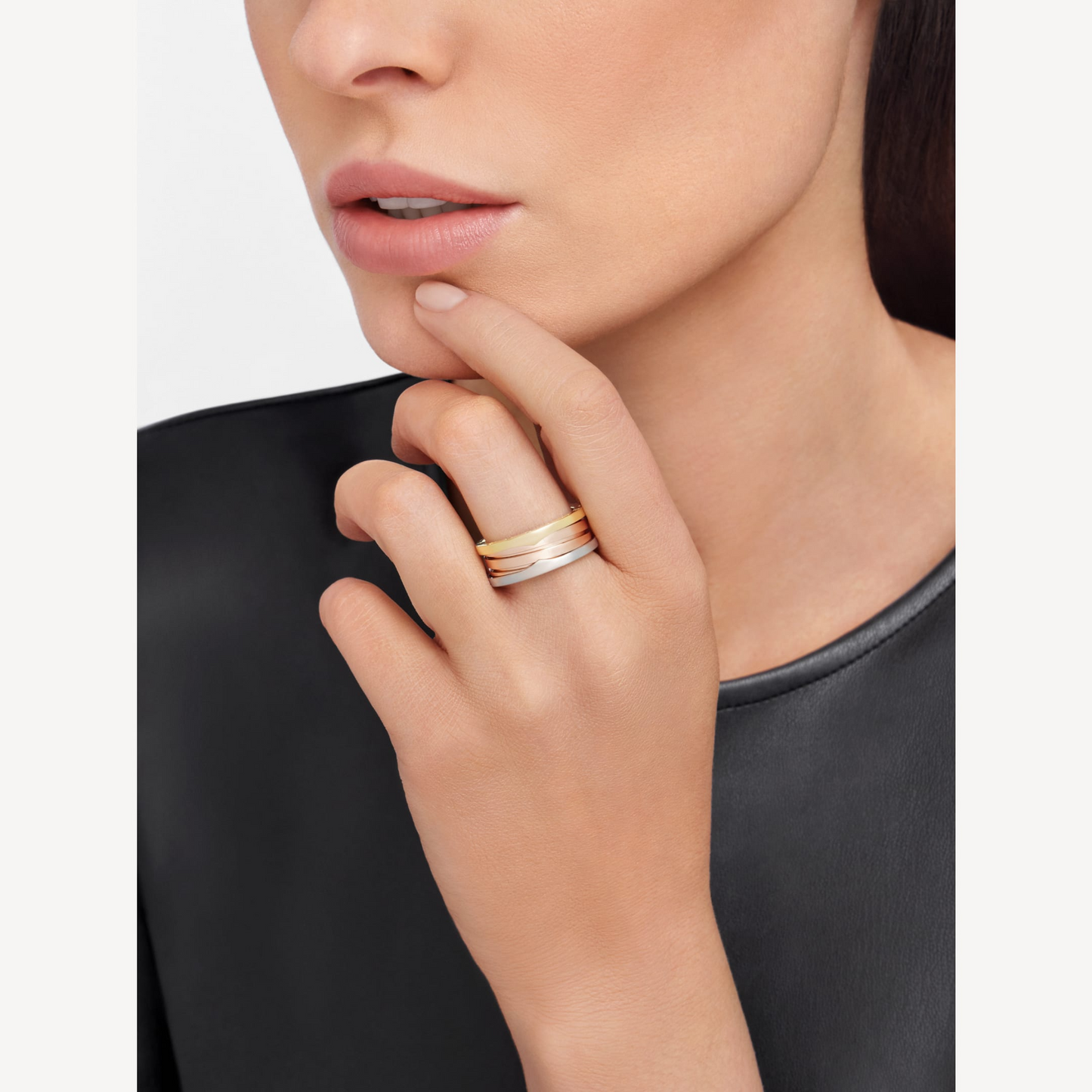 [Kismet Jewels ]ZERO 1 THREE-BAND ROSE WHITE AND YELLOW RING