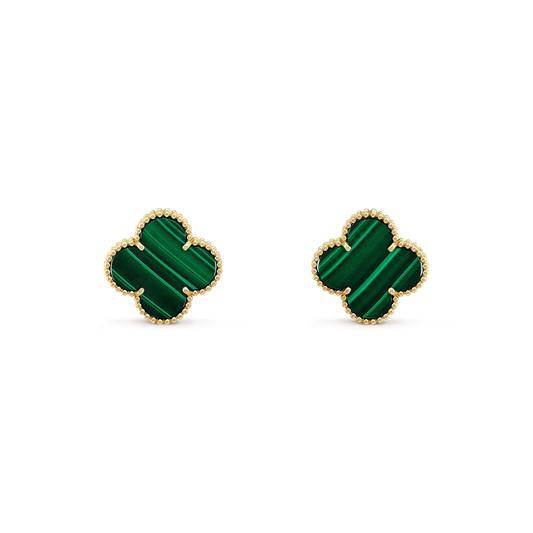 [Kismet Jewels ]CLOVER MINI 9.5MM MALACHITE  EARRINGS