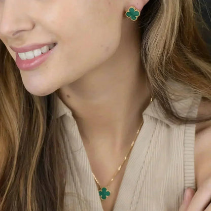 [Kismet Jewels ]CLOVER MINI 9.5MM MALACHITE  EARRINGS