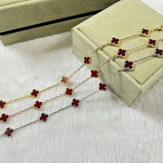[Kismet Jewels ]CLOVER 6 MOTIF RED AGATE BRACELET