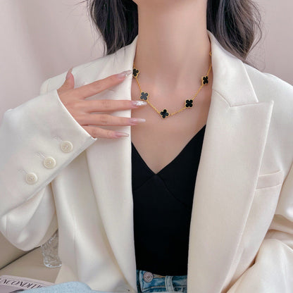 [Kismet Jewels ]CLOVER 10 MOTIFS ONYX NECKLACE