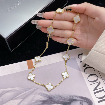 [Kismet Jewels ]CLOVER 10 MOTIFS WHITE MOTHER OF PEARL NECKLACE