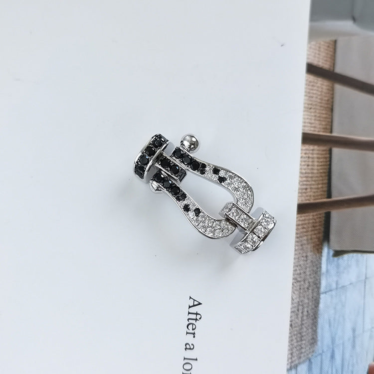 [Kismet Jewels ]FORCE LARGE HORSESHOE BLACK WHITE DIAMOND BRACELET ROSE GOLD