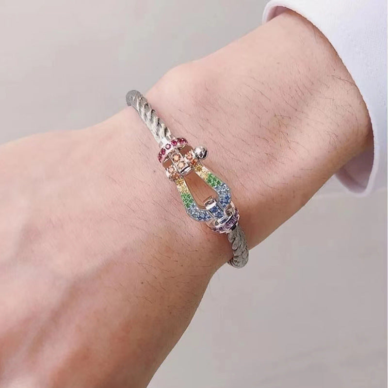 [Kismet Jewels ]FORCE LARGE HORSESHOE  COLORED DIAMOND BRACELET ROSE GOLD
