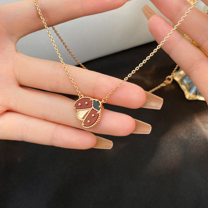 [Kismet Jewels ]LUCKY  CARNELIANS LADYBUG NECKLACE