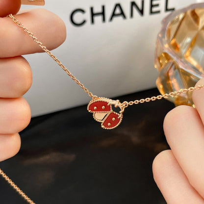 [Kismet Jewels ]LUCKY  CARNELIANS LADYBUG NECKLACE