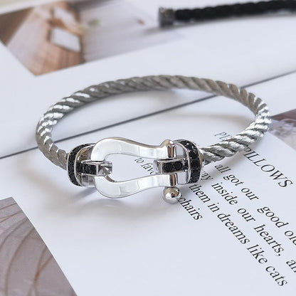 [Kismet Jewels ]FORCE LARGE HORSESHOE BLACK DIAMOND BRACELET SILVER