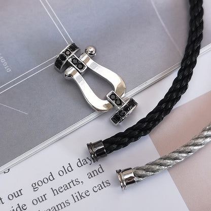 [Kismet Jewels ]FORCE LARGE HORSESHOE BLACK DIAMOND BRACELET SILVER