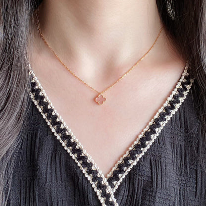 [Kismet Jewels ]CLOVER 15MM PINK MOTHER-OF-PEARL SINGLE FLOWER NECKLACE