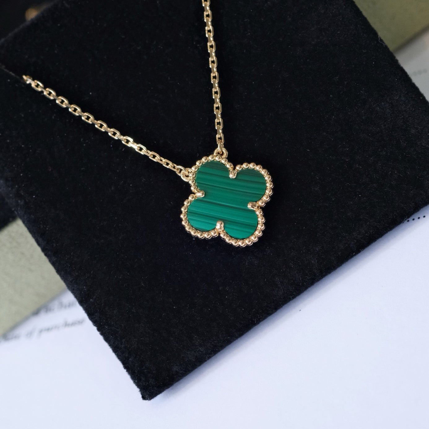 [Kismet Jewels ]CLOVER 15MM MALACHITE SINGLE FLOWER  NECKLACE