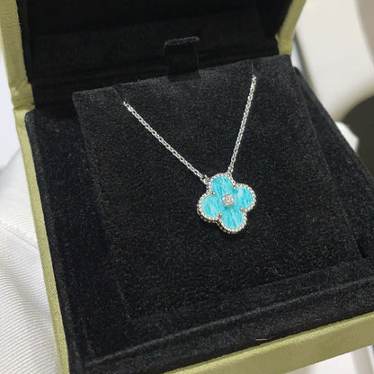 [Kismet Jewels ]CLOVER 15MM DIAMOND SVRES PORCELAIN  NECKLACE SILVER