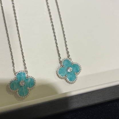 [Kismet Jewels ]CLOVER 15MM DIAMOND SVRES PORCELAIN  NECKLACE SILVER