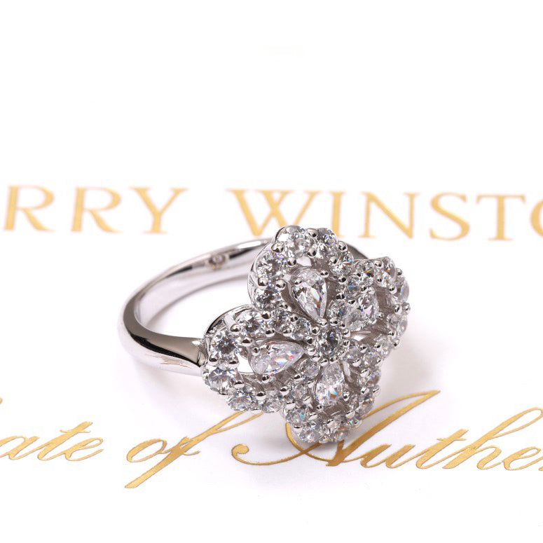 [Kismet Jewels ]LOOP RING FULL MOTIF DIAMOND 16MM SILVE