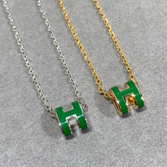 [Kismet Jewels ]POP H GREEN NECKLACE SILVER AND GOLD