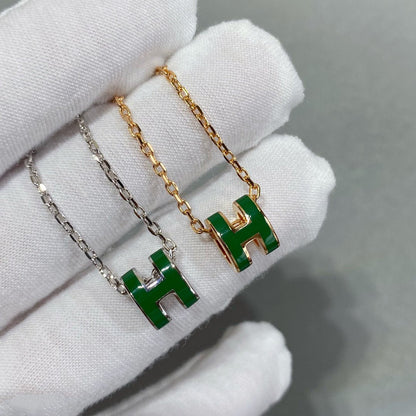 [Kismet Jewels ]POP H GREEN NECKLACE SILVER AND GOLD