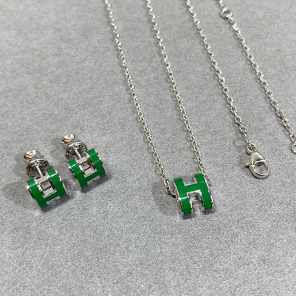 [Kismet Jewels ]POP H GREEN NECKLACE SILVER AND GOLD