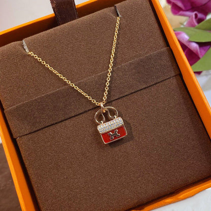 [Kismet Jewels ]CONSTANCE RED PEDANT PINK GOLD NECKLACE
