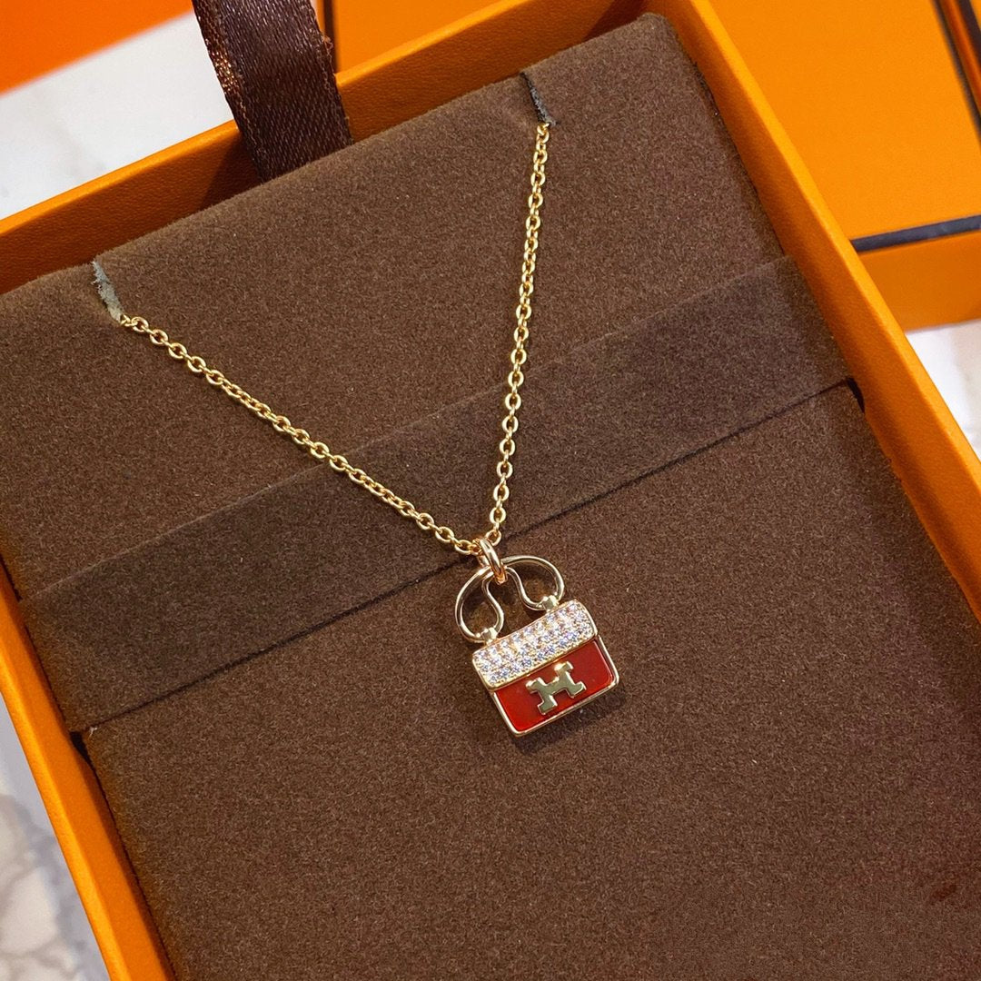 [Kismet Jewels ]CONSTANCE RED PEDANT PINK GOLD NECKLACE