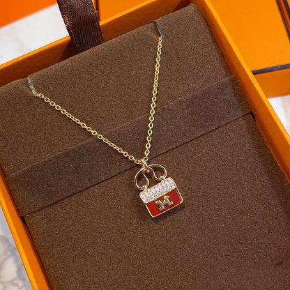 [Kismet Jewels ]CONSTANCE RED PEDANT PINK GOLD NECKLACE