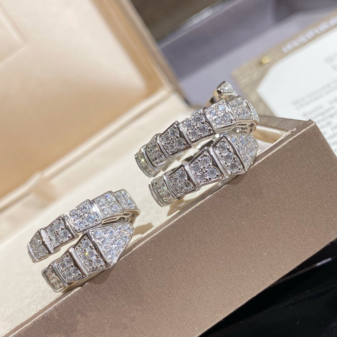 [Kismet Jewels ]SERPENTI DOUBLE RING SILVER DIAMOND PAVED