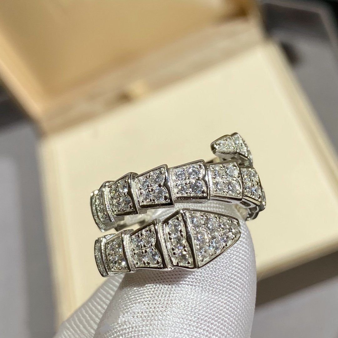 [Kismet Jewels ]SERPENTI DOUBLE RING SILVER DIAMOND PAVED