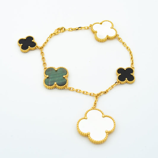 [Kismet Jewels ]CLOVER BRACELET 5 MOTIFS ONYX MOP