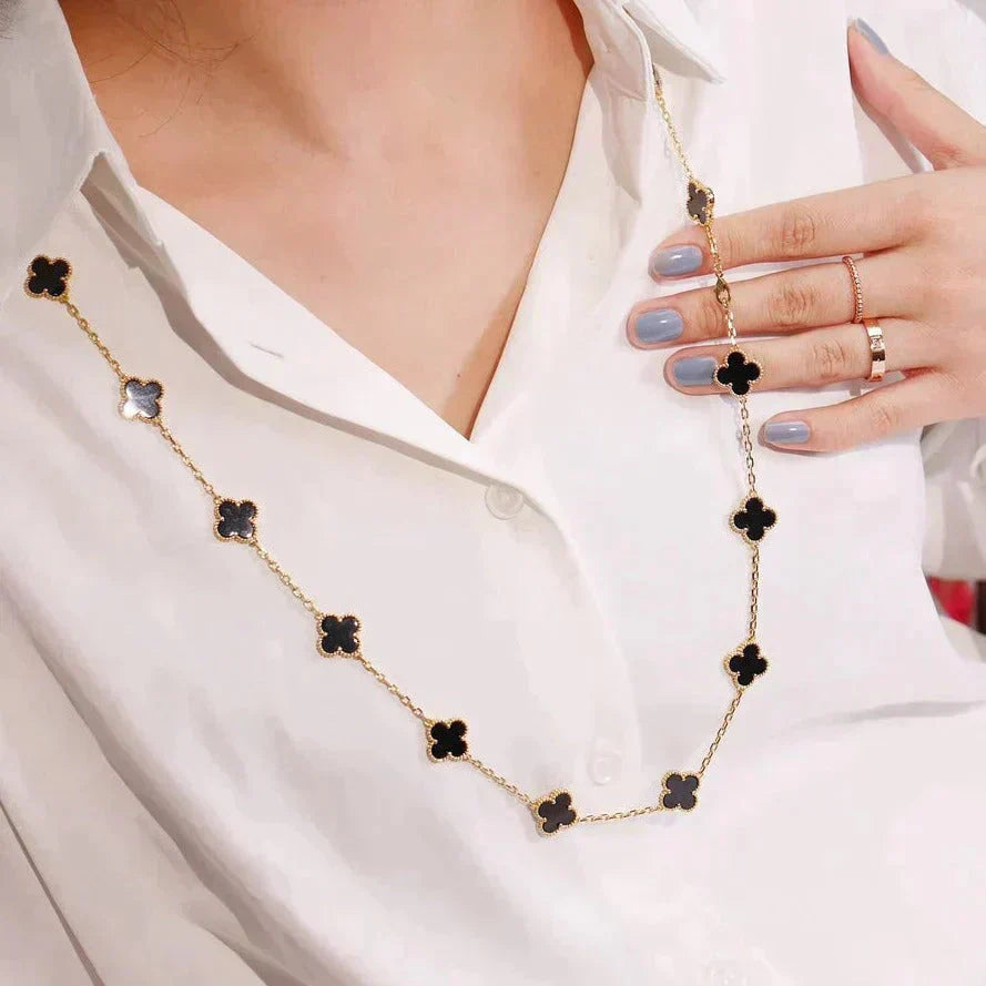 [Kismet Jewels ]CLOVER 20 MOTIFS ONYX NECKLACE