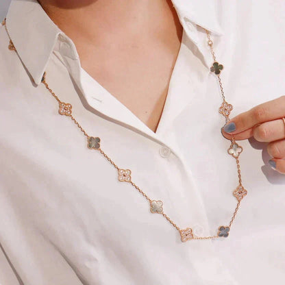 [Kismet Jewels ]CLOVER 20 MOTIFS DARK MOP DIAMOND  NECKLACE