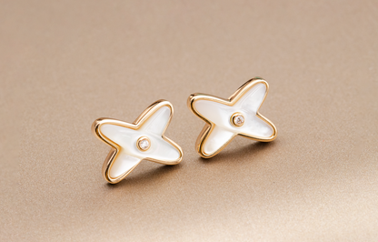 [Kismet Jewels ]JEUX DE WHITE MOP PINK GOLD DIAMOND EARRINGS